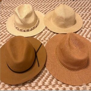 Felt & straw hats bundle - 4 hats in tan and cream tones
